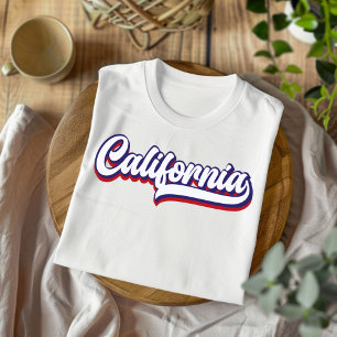 Californa Red White & Blue Vintage Schrift T-Shirt