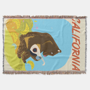 Californai Bear Vintager Cartoon Reiseplakat Decke