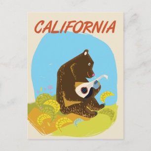 Californai Bear Vintager Cartoon Reiseplakat Postkarte