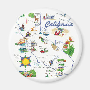 Californai Map runder Magnet