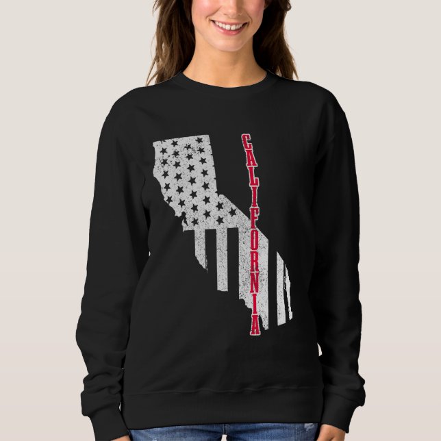 California American Flag Map Priotic 4th O Sweatshirt (Vorderseite)