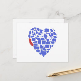 California American Staaten Heart Mosaic Blue Cali Postkarte