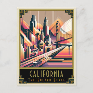 California   Art Deco Postkarte
