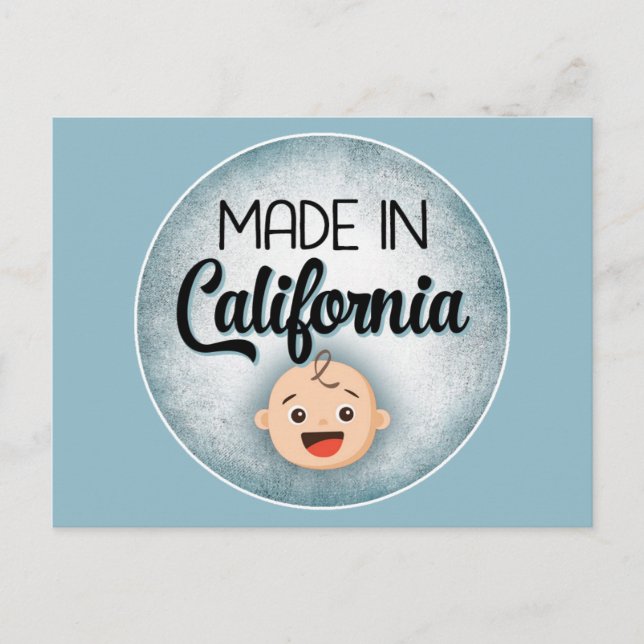 California Baby Funny Blue New Boy Postcard Postkarte (Vorderseite)