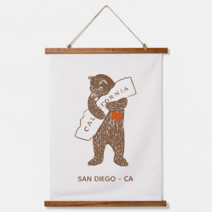 California Bär Custom City Wandteppich Mit Holzrahmen