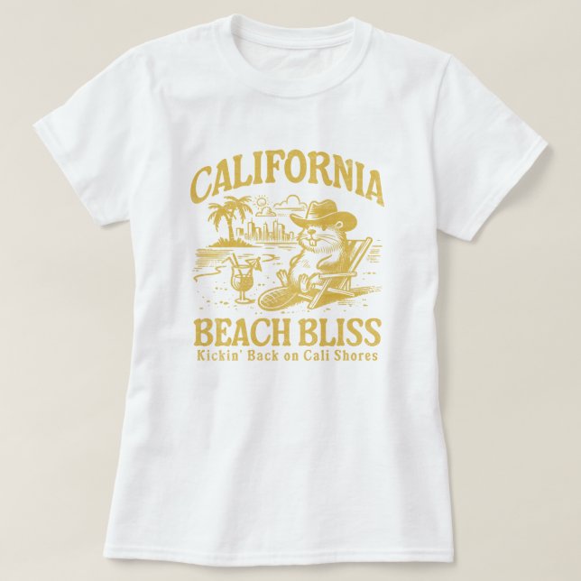 California Beach Bliss auf Cali Shoes T-Shirt (Design vorne)
