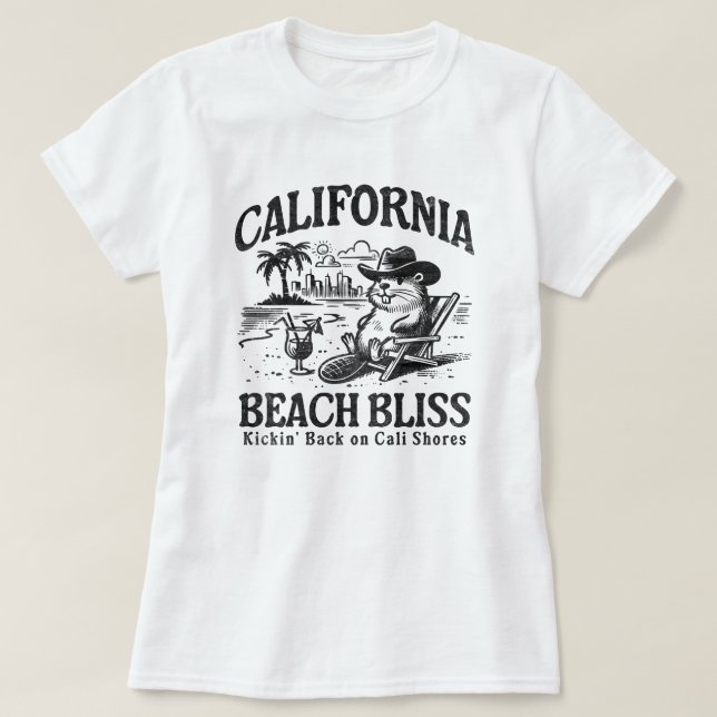 California Beach Bliss auf Cali Shoes T-Shirt (Design vorne)