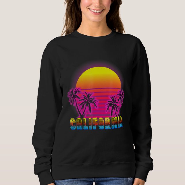 California Beach Life Electro Retro Sunset Liebe C Sweatshirt (Vorderseite)