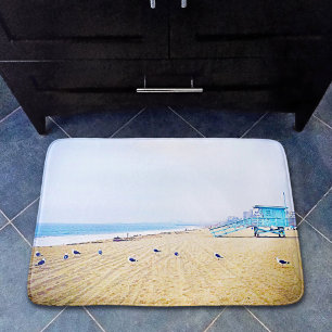 California Beach Ocean Seaguls Rettungsstand Badematte