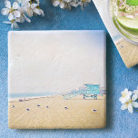 California Beach Ocean Seaguls Rettungsstand Steinuntersetzer<br><div class="desc">Entspannen Sie sich mit Ihrem Lieblingsgetränk auf diesem atemberaubenden pastellfarbenen Foto, dem maßgeschneiderten Monogramm-Untersetzer aus Stein, während Sie sich an den frischen Salzgeruch der Meeresluft erinnern. Entdecken Sie die Einsamkeit eines leeren kalifornischen Strandes. Macht ein großartiges Geschenk für die Hauswärmung! Sie können diesen Untersetzer ganz einfach personalisieren. Ich biete auch...</div>