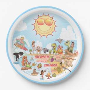 California Beach Paper Plate Pappteller