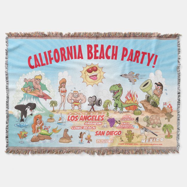 California Beach Party Throw Blanket Decke (Vorderseite)