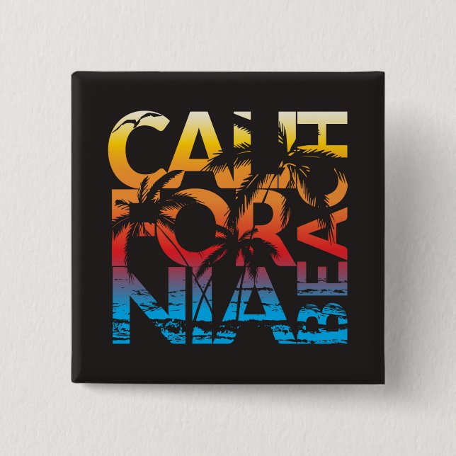 California Beach Poster Button (Vorderseite)