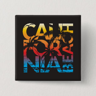 California Beach Poster Button