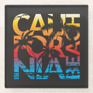 California Beach Poster Glasuntersetzer