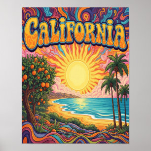 California Beach Scene Poster