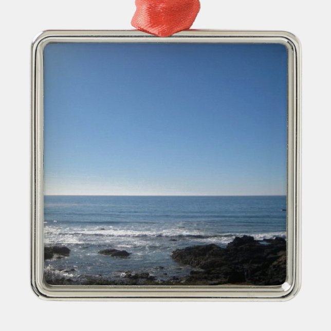 California Beach Silbernes Ornament (Vorne)