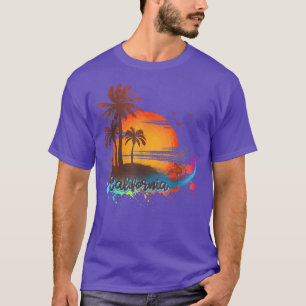 California Beach Summer Palm Trees Sunset T - Shir T-Shirt