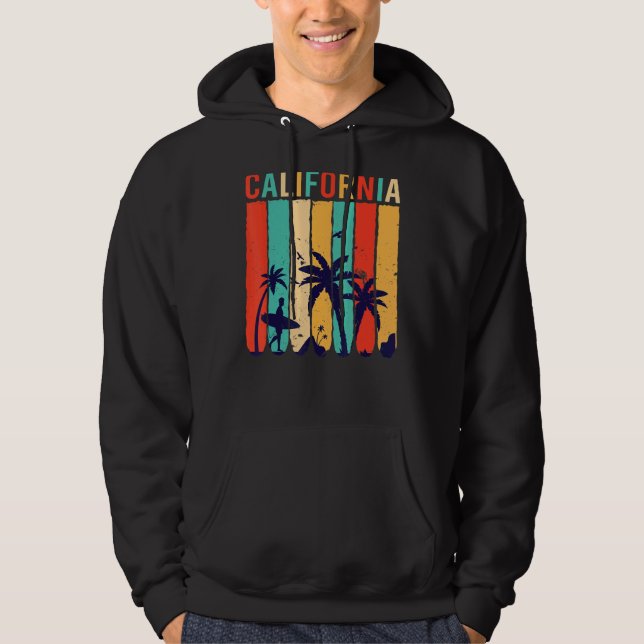 California Beach Surfsurfer Retro Sunset Long Hoodie (Vorderseite)