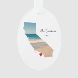 California Beach Trip Foto Oval Ornament