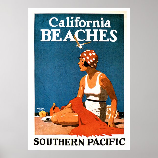 California Beaches Vintage Travel Poster (Vorne)