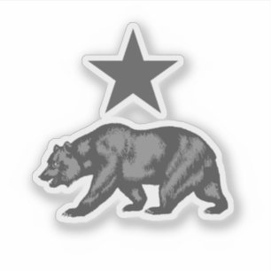 California Bear and Star - Schwarz und Weiß Aufkleber