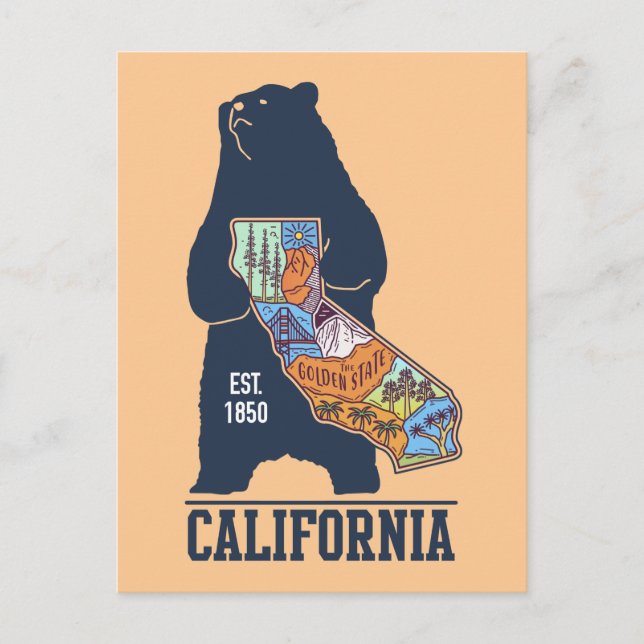 California Bear Golden Staat Postkarte (Vorderseite)