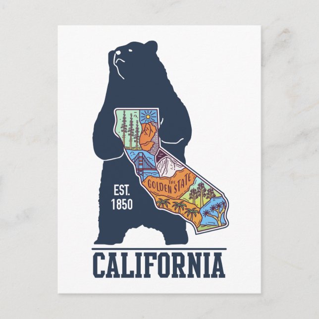 California Bear Golden Staat Postkarte (Vorderseite)