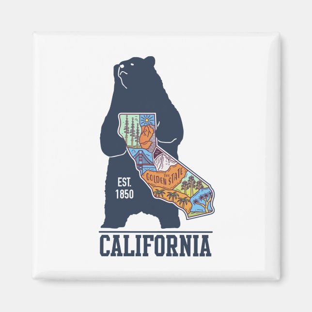 California Bear Golden Staat Schlüsselanhänger Magnet (Vorne)