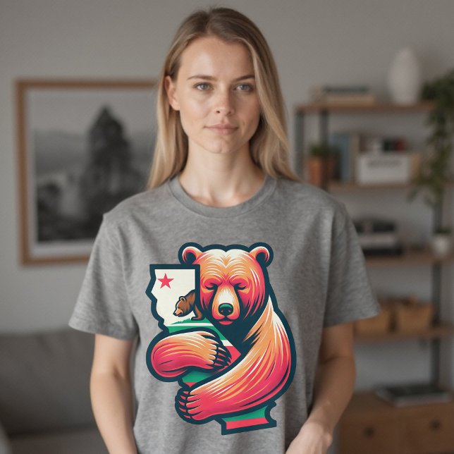California Bear Hug Grizzly Graphic T-Shirt (California Bear Hug Grizzly Graphic T-Shirt)
