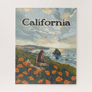 California Bear Poppies Blume Coast Retro Puzzle