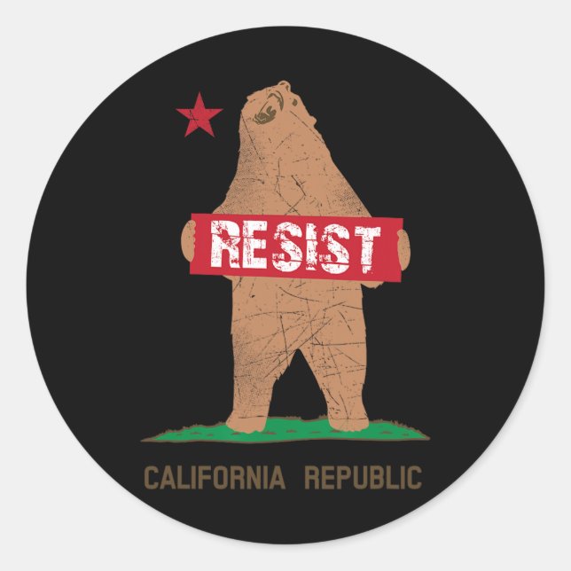 California Bear Resist Runder Aufkleber (Vorderseite)