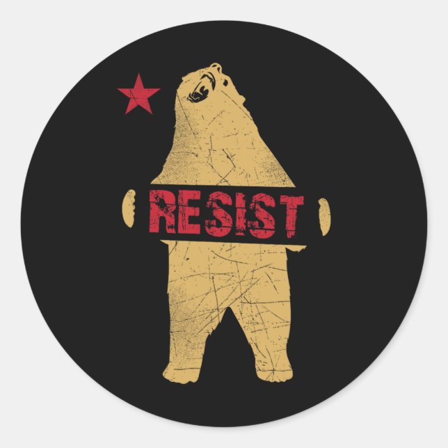 California Bear Shirt Resist Runder Aufkleber (Vorderseite)