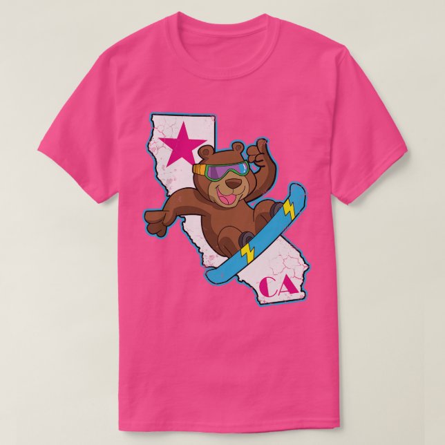 California Bear Snowboarder Snowboarder T-Shirt (Design vorne)