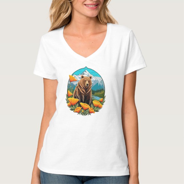California Bear umgeben von Orange California T-Shirt (Vorderseite)