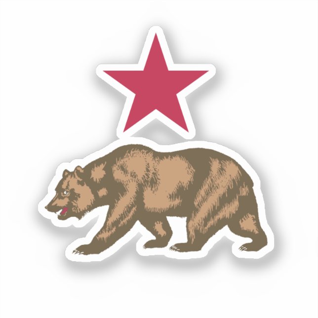 California Bear und Star Aufkleber (Vorderseite)