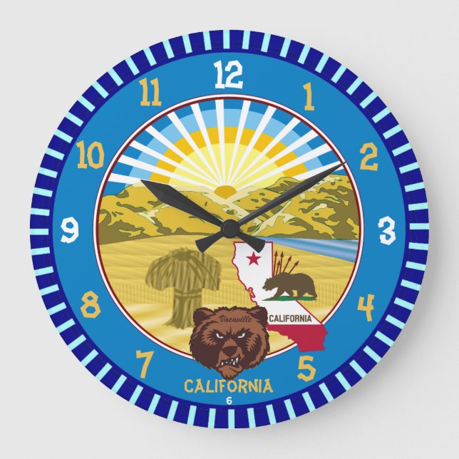 California Bear Wall Clock (veränderbarer Name der Große Wanduhr (Vorderseite)