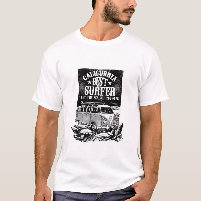 California Best Surfer Retro Van Graphic T-Shirt (Vorderseite)