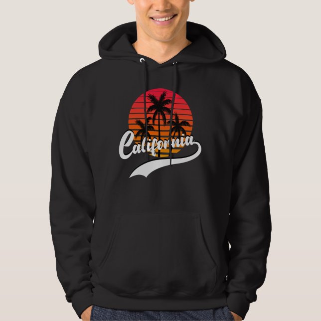 California Black Retro Sunset Hoodie (Vorderseite)