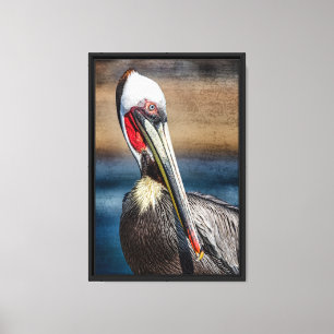 California Brown Pelican Artistic Portrait Leinwanddruck