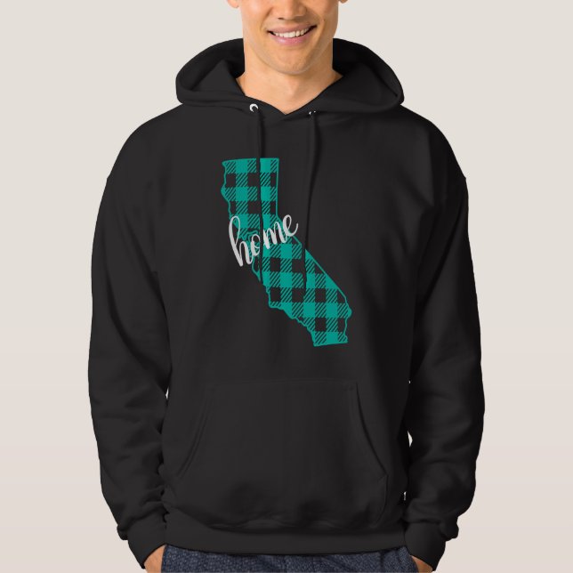California Buffalo Plaid Home State Country Teal W Hoodie (Vorderseite)