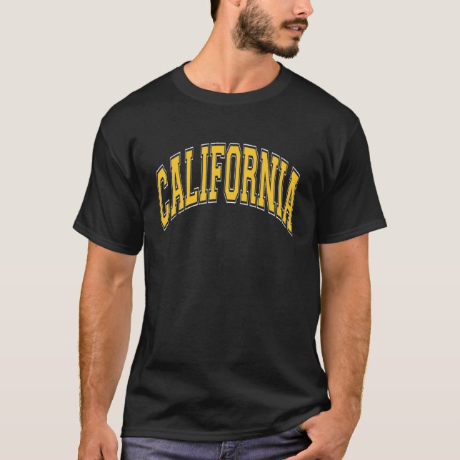 California CA Varsity Yellow Text T-Shirt (Vorderseite)