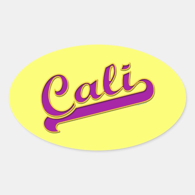 California Cali Logo Lila gelb Ovaler Aufkleber (Vorderseite)