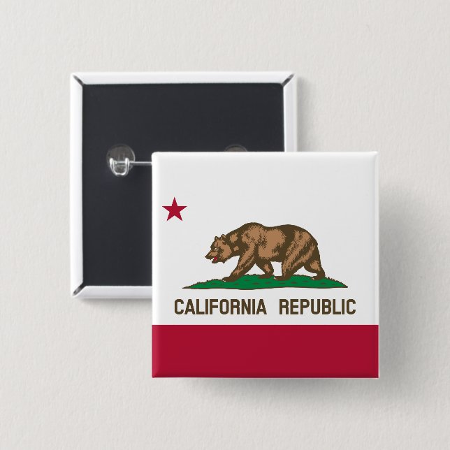California Cali Republic Bear Flag, US Staaten Hin Button (Vorne & Hinten)