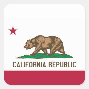 California Cali Republic Bear Flag, US Staaten Squ Quadratischer Aufkleber