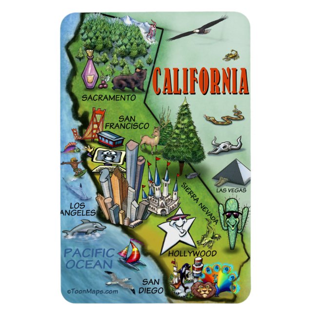 California Cartoons Map Magnet (Vertikal)