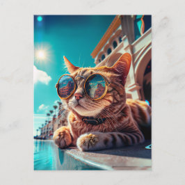 California Cat Wearing Sunglasses Postcard Postkarte