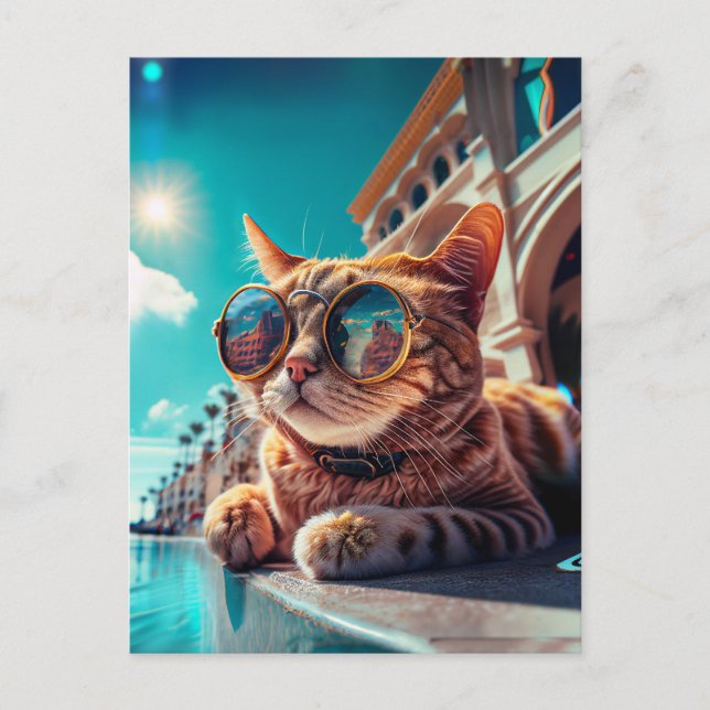California Cat Wearing Sunglasses Postcard Postkarte (Vorderseite)