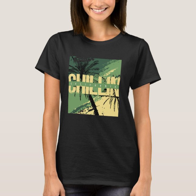 California Chilling Beach Palms Sun Party Summer S T-Shirt (Vorderseite)