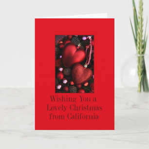California Christmas Card mit Verzierungen Feiertagskarte
